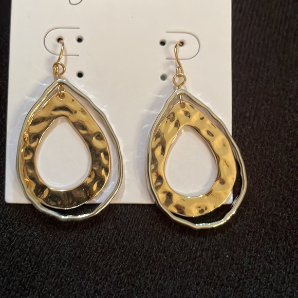 Silver/Gold Teardrop Earrings - Picture 2 of 4